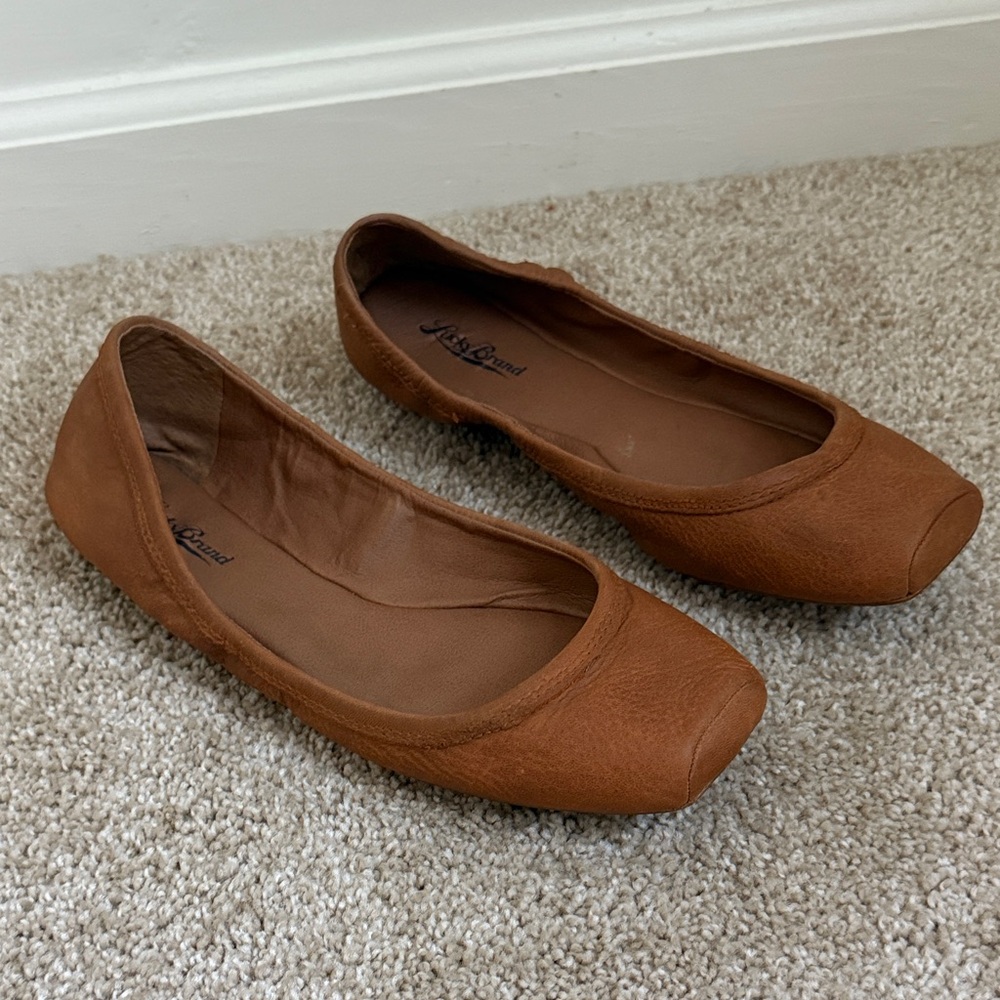 Lucky Brand Santana Square Toe Ballet Flats Tan